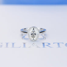 Load image into Gallery viewer, 3 Carat Oval Giliarto Moissanite Bezel Set  Engagement Ring
