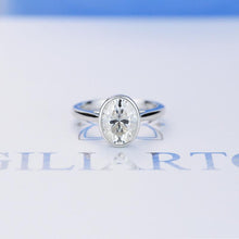 Load image into Gallery viewer, 3 Carat Oval Giliarto Moissanite Bezel Set  Engagement Ring
