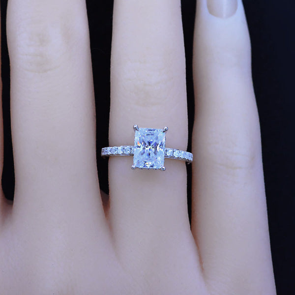 1 Carat Giliarto Radiant Moissanite Hidden Halo Engagement 14K White Gold Ring