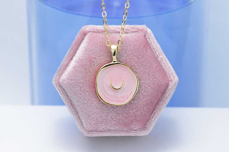 Yellow Gold Plated Coin Pendant Necklace. Moon Pendant Necklace For Women Friends Necklace