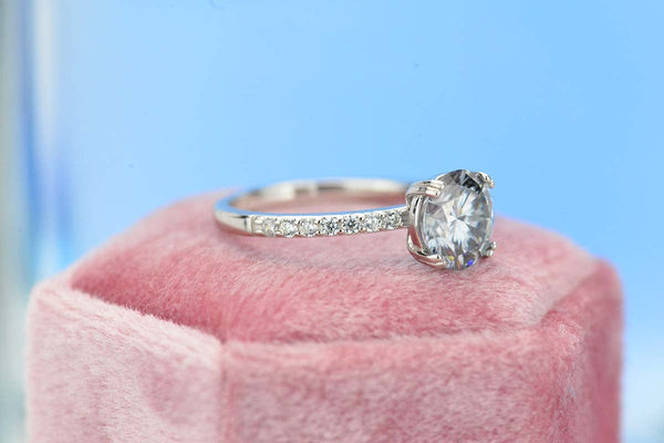 2ct Round Cut Gray Moissanite Ring