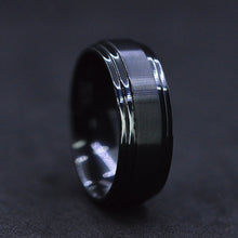 Load image into Gallery viewer, Black Titanium Brushed Double Ridged Band
