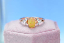 Load image into Gallery viewer, Fire Opal Ring, Oval Cut Vintage Opal Ring , Rose Gold Ring Unique Ring
