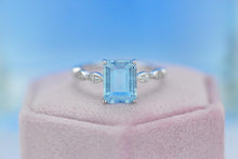 Load image into Gallery viewer, 3ct Emerald Cut Genuine Aquamarine Vintage Style Ring
