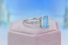 Load image into Gallery viewer, 3ct Emerald Cut Genuine Aquamarine Vintage Style Ring
