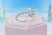 Load image into Gallery viewer, 3ct Emerald Cut Genuine Aquamarine Vintage Style Ring

