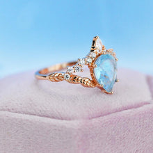 Load image into Gallery viewer, 2 Carat Pear Shape Natural Aquamarine Floral Gold Ring
