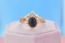 Load image into Gallery viewer, Natural Sandstone Ring Set, 2ct Oval Cut Sandstone Vintage Ring Set, Rose Gold Ring Unique Curved Ring
