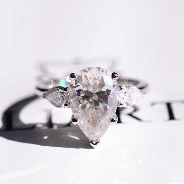 5.5 Pear Cut Giliarto Moissanite White Gold Engagement Ring