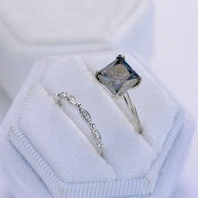 Load image into Gallery viewer, 3 Carat Princess Cut Gray Moissanite  Engagement Eternity Gold Ring Set
