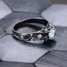 Load image into Gallery viewer, 14K Black Gold Moissanite Celtic Engagement Ring
