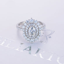Load image into Gallery viewer, 14K White Gold 3.2 CTW Oval Moissanite Double  Halo Engagement Ring
