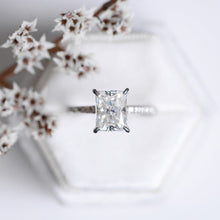 Load image into Gallery viewer, Luxury 3 Carat Giliarto Radiant Cut Moissanite Hidden Halo Engagement 14K White Gold Ring
