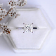 Load image into Gallery viewer, 2 Carat  Princess Cut Moissanite Diamond  White Gold Giliarto Engagement Ring

