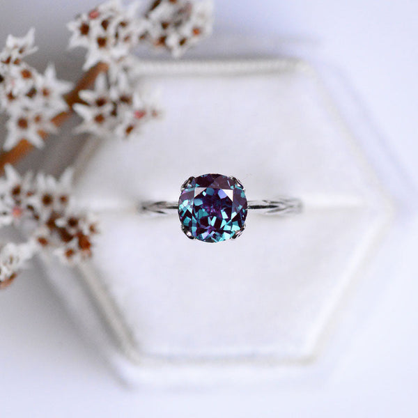 2 Carat Alexandrite Floral Engagement Ring