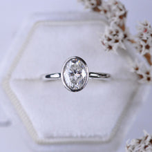 Load image into Gallery viewer, 3 Carat Oval Giliarto Moissanite Bezel Set  Engagement Ring
