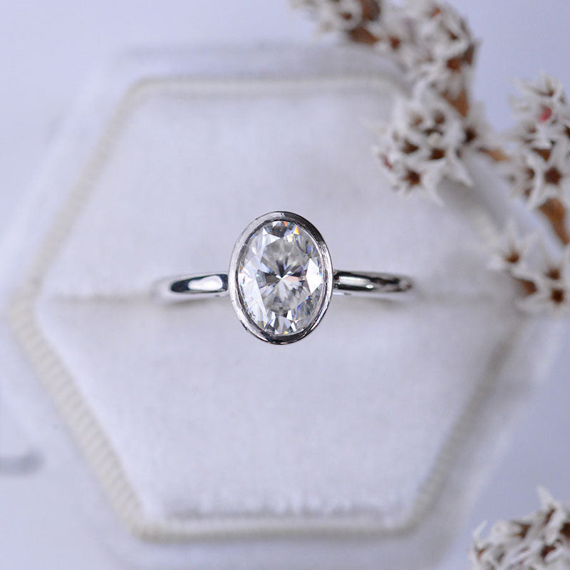 3 Carat Oval Giliarto Moissanite Bezel Set  Engagement Ring