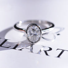 Load image into Gallery viewer, 3 Carat Oval Giliarto Moissanite Bezel Set  Engagement Ring
