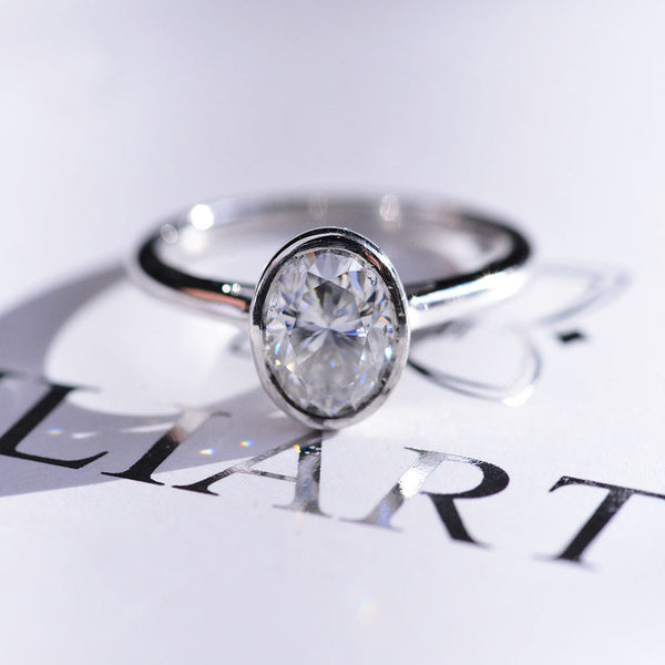 3 Carat Oval Giliarto Moissanite Bezel Set  Engagement Ring