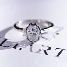 Load image into Gallery viewer, 3 Carat Oval Giliarto Moissanite Bezel Set  Engagement Ring
