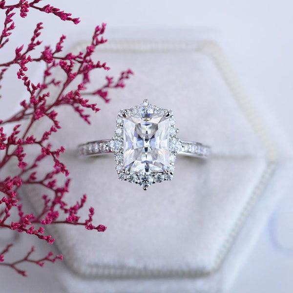 3 Carat Giliarto Radiant Cut Moissanite Halo Engagement Ring