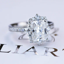 Load image into Gallery viewer, 3 Carat Giliarto Radiant Cut Moissanite Halo Engagement Ring
