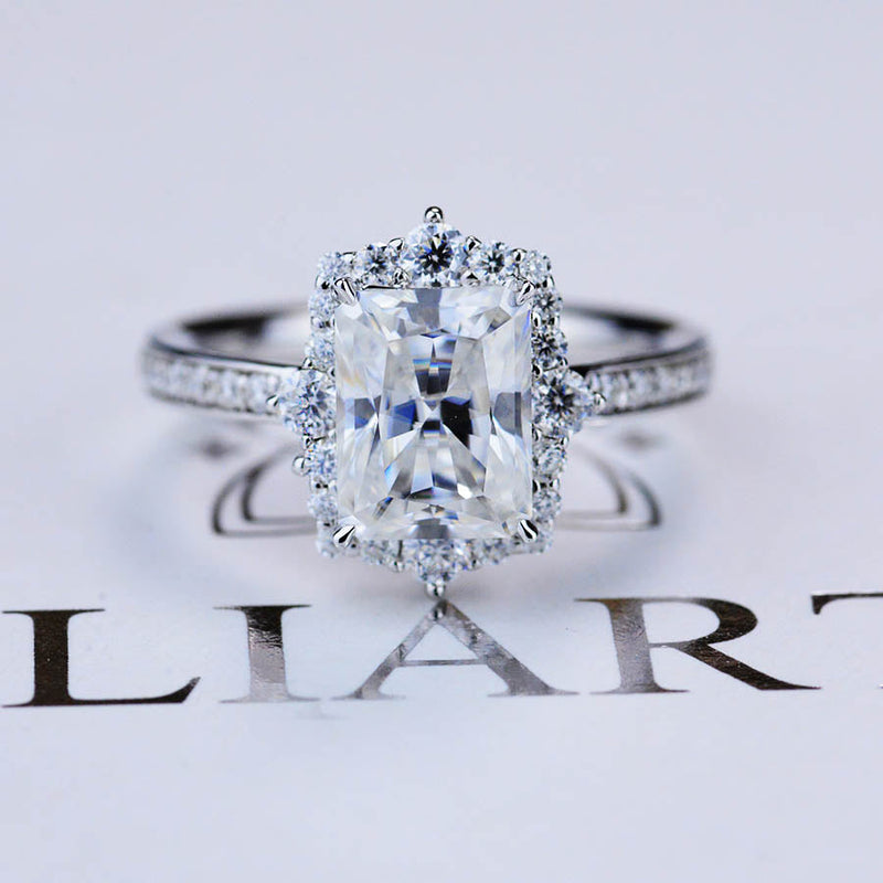 3 Carat Giliarto Radiant Cut Moissanite Halo Engagement Ring