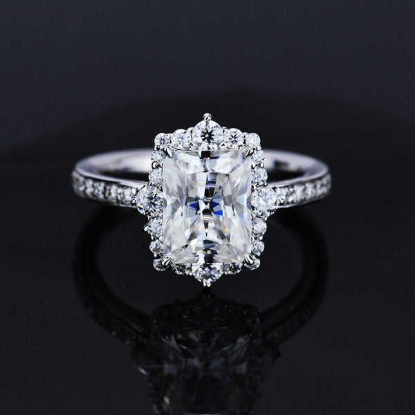 3 Carat Giliarto Radiant Cut Moissanite Halo Engagement Ring