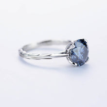 Load image into Gallery viewer, 2 Carat Dark Gray Blue  Moissanite Engagement Ring
