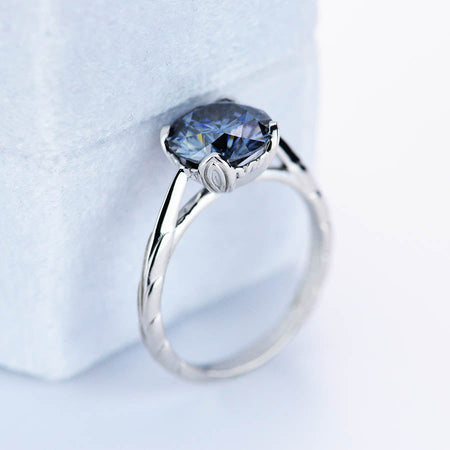 2 Carat Gray Moissanite  Engagement Ring