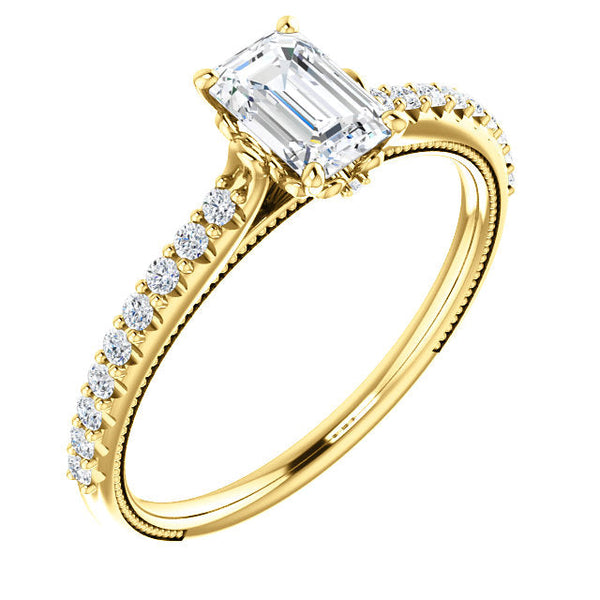 10K Gold 6x4 mm Forever One Emerald Diamond Engagement Ring
