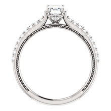 Load image into Gallery viewer, 10K Gold 6x4 mm Forever One Emerald Diamond Engagement Ring

