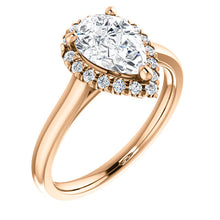 Load image into Gallery viewer, 10K Gold 9x6 mm Forever One Pear Moissanite Diamond French-Set Engagement Ring
