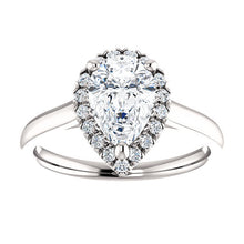 Load image into Gallery viewer, 10K Gold 9x6 mm Forever One Pear Moissanite Diamond French-Set Engagement Ring
