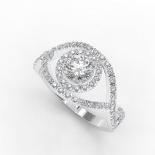 Load image into Gallery viewer, 0.3 CTW moissanite halo engagement rings-66 Accent Stones 14K White Gold 
