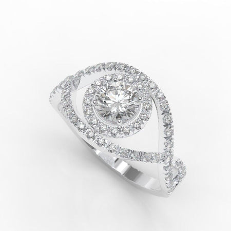 0.3 CTW moissanite vintage engagement rings-66 Accent Stones 14K White Gold