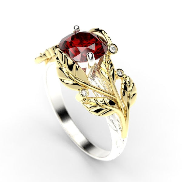 2.0 Carat Sapphire/Ruby Diamond Gold Engagement Ring