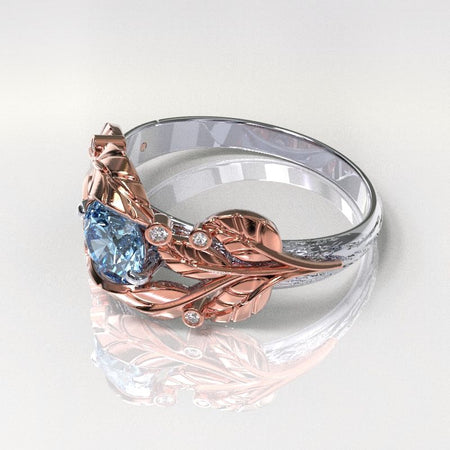 1.0 Carat Honey Passion Topaz Diamond Engagement Ring I 14K  Rose and White Gold-6 Genuine Diamond Accents