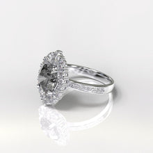 Load image into Gallery viewer, 14K White Gold 2 Carat Round Gray Moissanite Halo Engagement Ring
