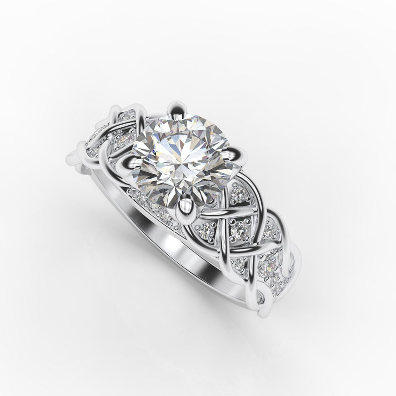 2.0 Carat  Moissanite Diamond Engagement White Gold Ring
