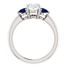 Load image into Gallery viewer, 14K Gold Oval Forever One Moissanite Sapphire  Engagement Ring
