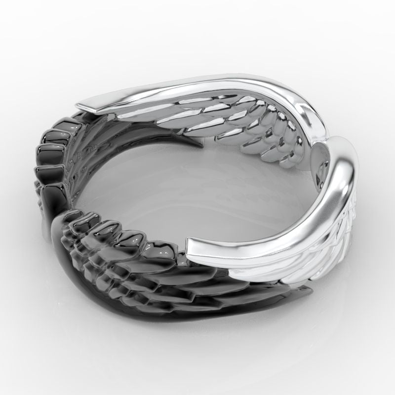 14K White Gold Wings Ring