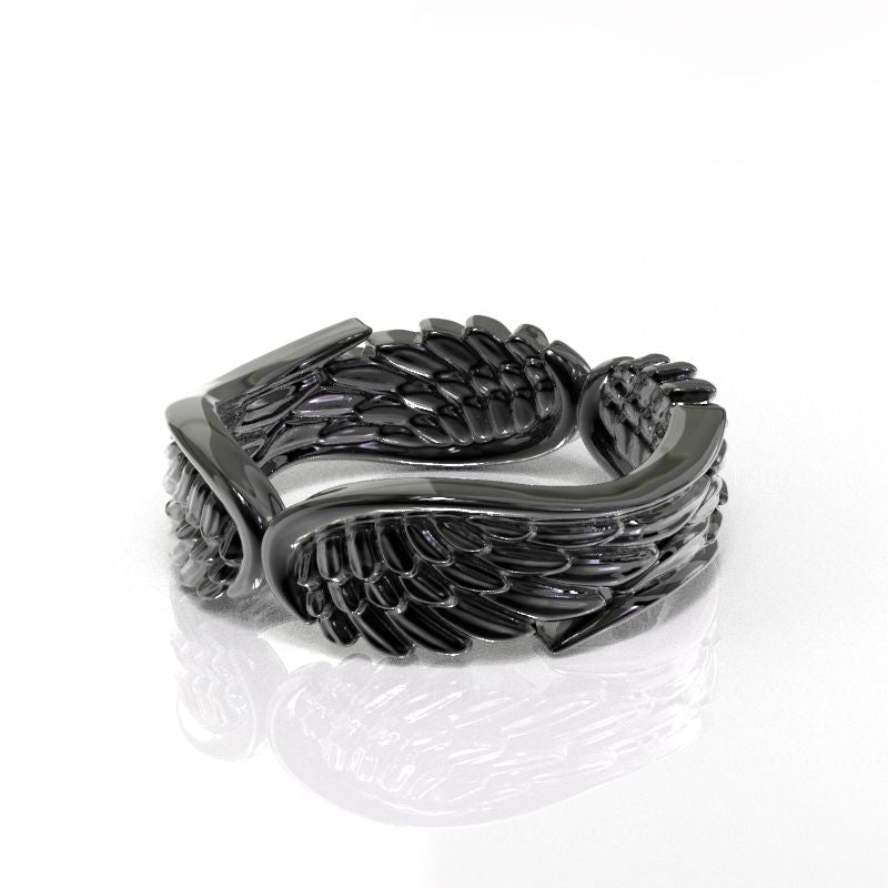 14K White Gold Wings Ring