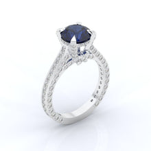 Load image into Gallery viewer, 3.2 Carat Sapphire Diamond  Engagement 14K White Gold Ring
