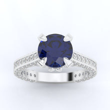 Load image into Gallery viewer, 3.2 Carat Sapphire Diamond  Engagement 14K White Gold Ring
