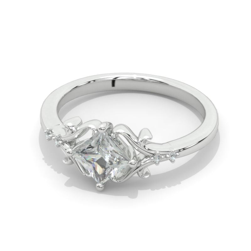 1 Carat Princess Cut Moissanite Giliarto  Gold Engagement Ring