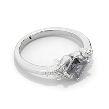 Load image into Gallery viewer, 1 Carat Princess Cut  Grey Gray Moissanite 14K White Gold Ring Classic Customized Design Your Own Ring
