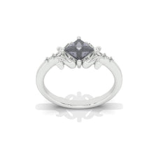 Load image into Gallery viewer, 1 Carat Princess Cut  Grey Gray Moissanite 14K White Gold Ring Classic Customized Design Your Own Ring

