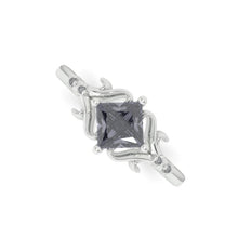 Load image into Gallery viewer, 1 Carat Princess Cut  Grey Gray Moissanite 14K White Gold Ring Classic Customized Design Your Own Ring
