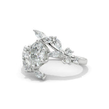 Load image into Gallery viewer, 14K White Gold Oval Moissanite Floral Engagement Ring
